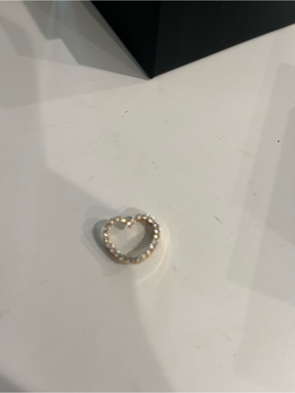 14K gold and diamonique heart pendant - Picture 3 of 6